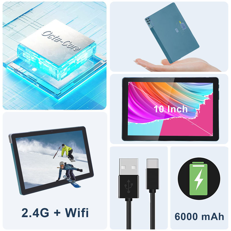 C idea 256ROM 10 Inch Tablet PC Dual 5MP+8MP Kamera Quad Core Z Klawiaturą Case CM7000 Błękitny