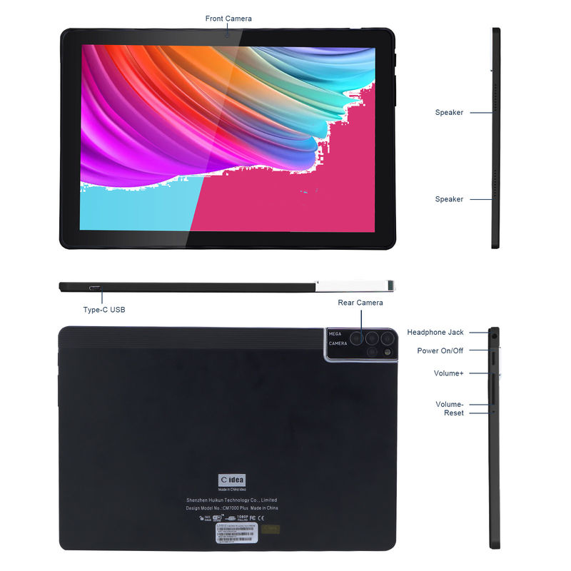 C idea 800x1280 IPS 10 Inch Tablet PC z obudową 256GB ROM Quad Core Dual 5MP+8MP Kamera HD IPS Display CM7000 Czarny