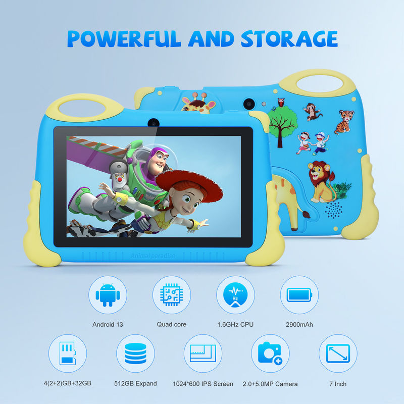 C Idea 7-calowy tablet Android dla 3-7 lat Rozszerz 512GB Tablet Kidspad z obudową CM92