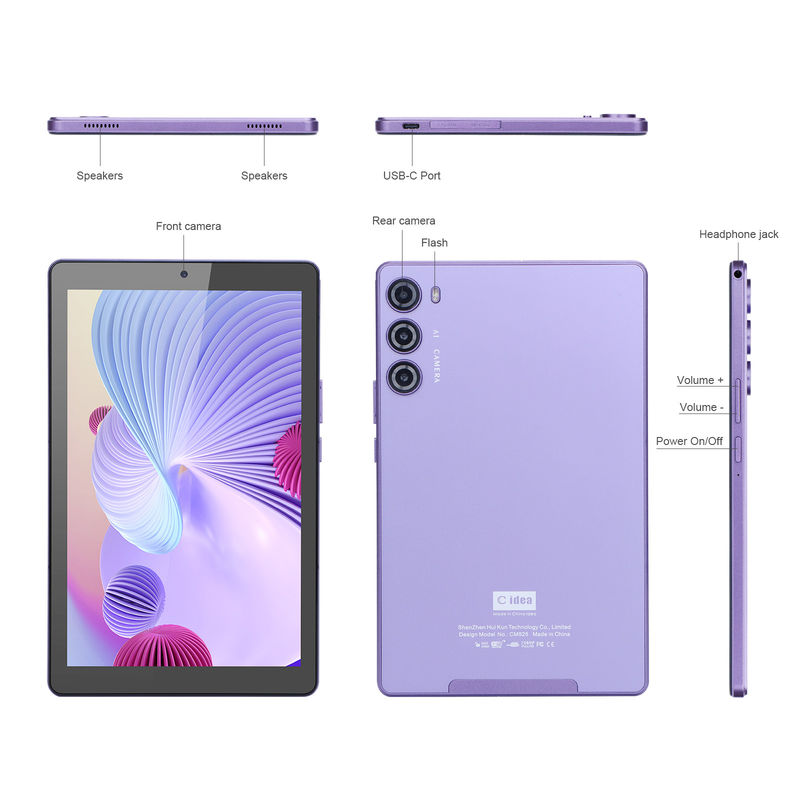 C idea Purple 256GB ROM 9 Inch Tablet PC Z 800x1280 IPS Screen 8000mAh Pojemność baterii Z obudową ochronną CM925