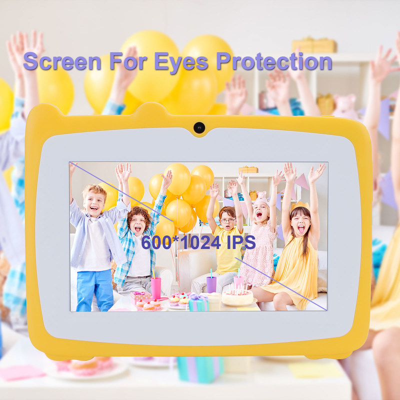 C idea 7 cali Android Kids Learning Tablet 64GB+32GB Rozszerzalna pamięć HD Dual Camera 2MP+2MP CM80 Żółty