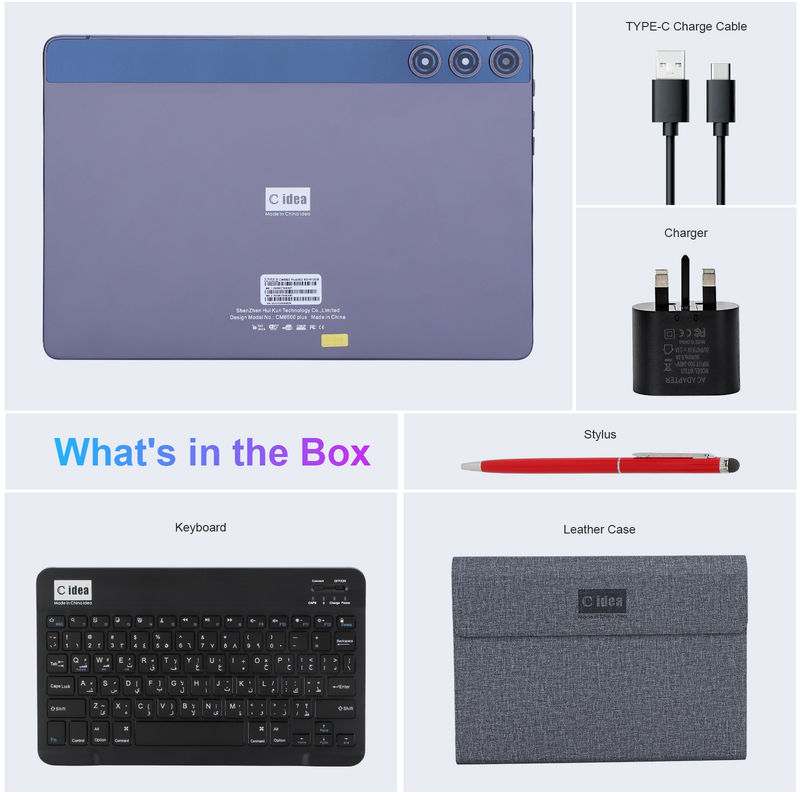 C idea Android Tablet 10,1 cala Dual Camera 8GB RAM 512GB WIFI 5G Tablet z myszą klawiaturą Wsparcie SIM dla szkoły