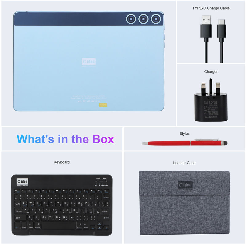 C idea 10.1 Inch Smart Tablet 10000mAh Bateria 8GB + 512GB z klawiaturą Bluetooth i wsparciem SIM dla edukacji i uczenia się
