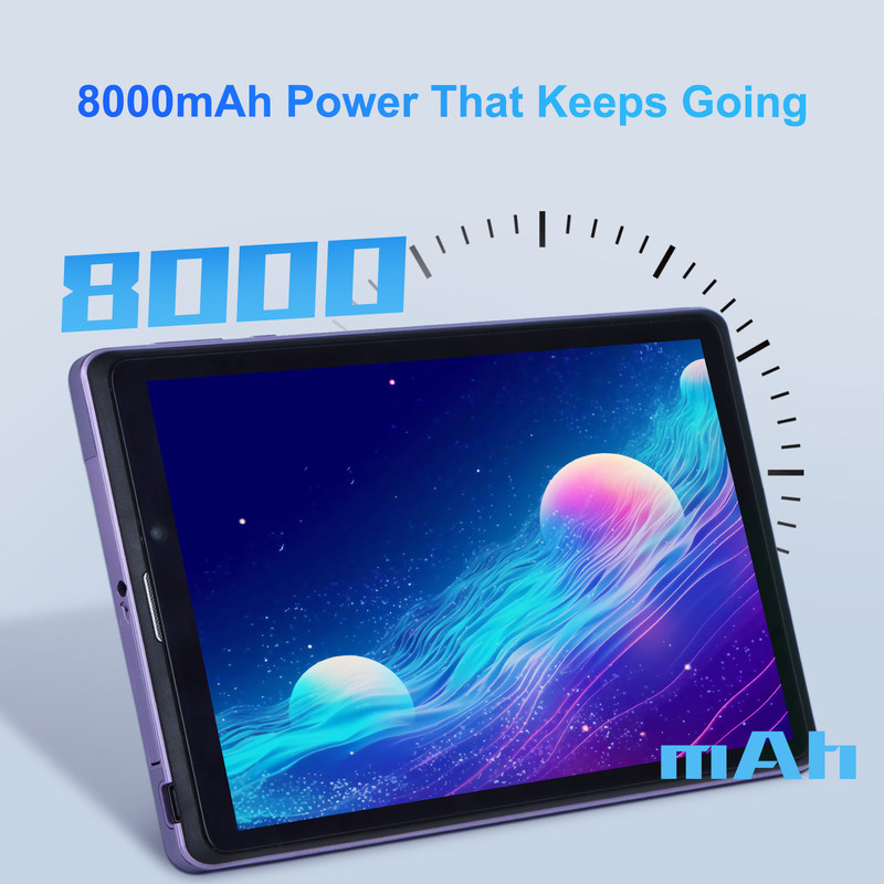 C Idea Portable 8 In Android Tablet PC 8 GB RAM 512 GB Android 12 Tablet IPS HD Wyświetlacz Quad Core CM818-Purple