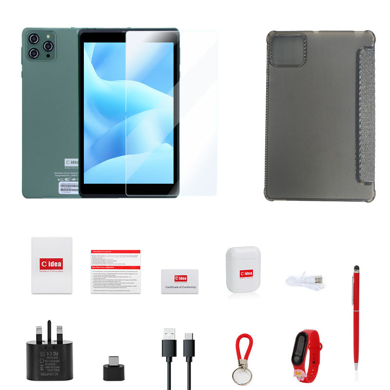 C idea 8 Inch Android Tablet PC Z Androidem 12 OS Quad Core CPU 8GB RAM 512GB Przechowywanie IPS HD Display CM818-Green
