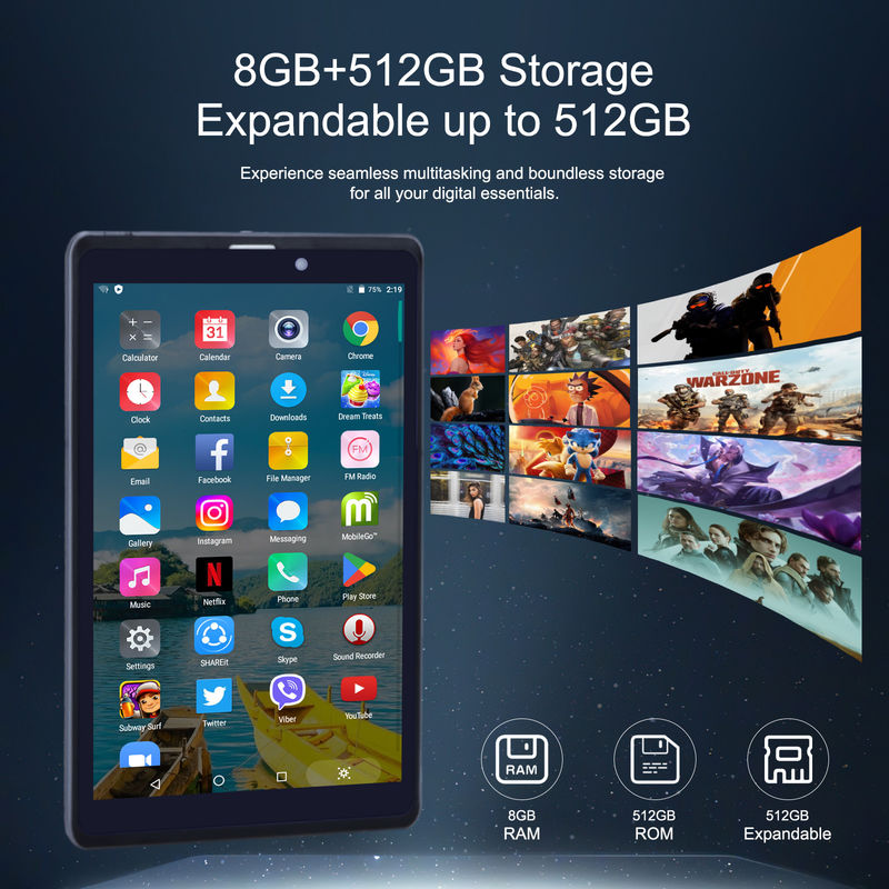 C idea Android Tablet PC Dual Camera 8 Inch 1280x800 IPS HD Display Tablety Android 12 dla studentów CM818-Grey