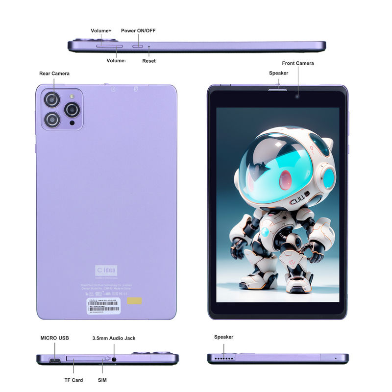 C Idea Portable 8 In Android Tablet PC 8 GB RAM 512 GB Android 12 Tablet IPS HD Wyświetlacz Quad Core CM818-Purple