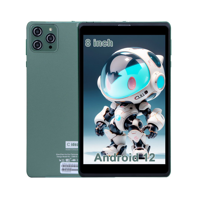 C idea Przenośny 8-calowy tablet z Androidem z Androidem 12 Quad Core CPU 8GB RAM 512GB Przechowywanie IPS HD Display CM818-Green
