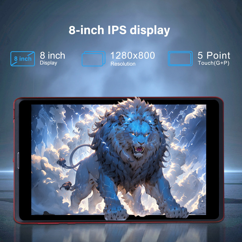 C idea 8 cali Android 12 Tablet 8GB RAM 512GB ROM 8000mAh Bateria 5+8MP Kamera dla nastolatków z obsługą SIM CM818-czerwony