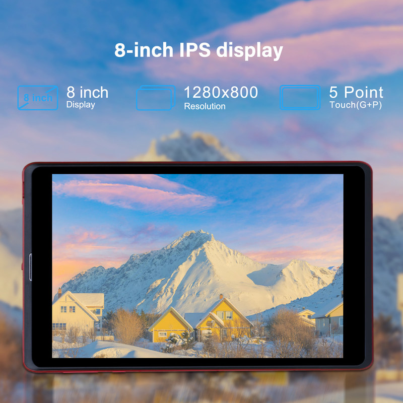 C idea 8 cali Android 12 Tablet 8GB RAM 512GB ROM 8000mAh Bateria 5+8MP Kamera dla studentów z obsługą SIM CM818-czerwony
