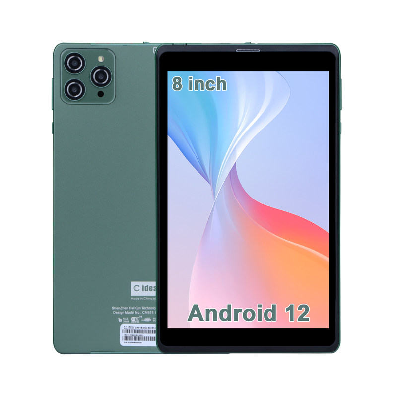 C idea 8 Inch Android Tablet PC Z Androidem 12 OS Quad Core CPU 8GB RAM 512GB Przechowywanie IPS HD Display CM818-Green