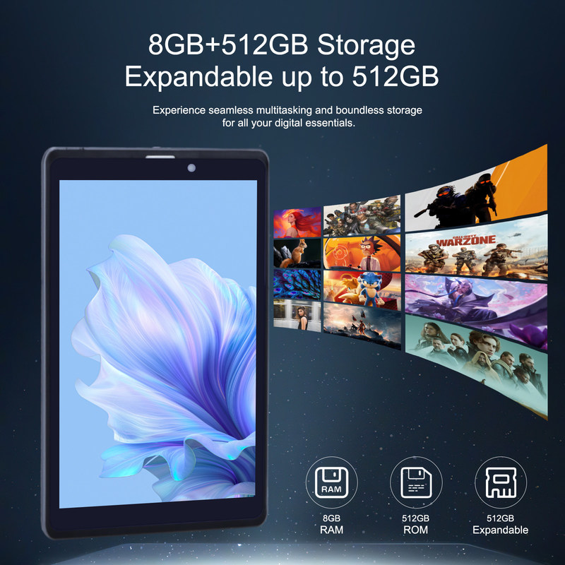 C idea Android Tablet PC Dual Camera 8 Inch 1280x800 IPS HD Display Tablety Android 12 dla studentów CM818-Grey