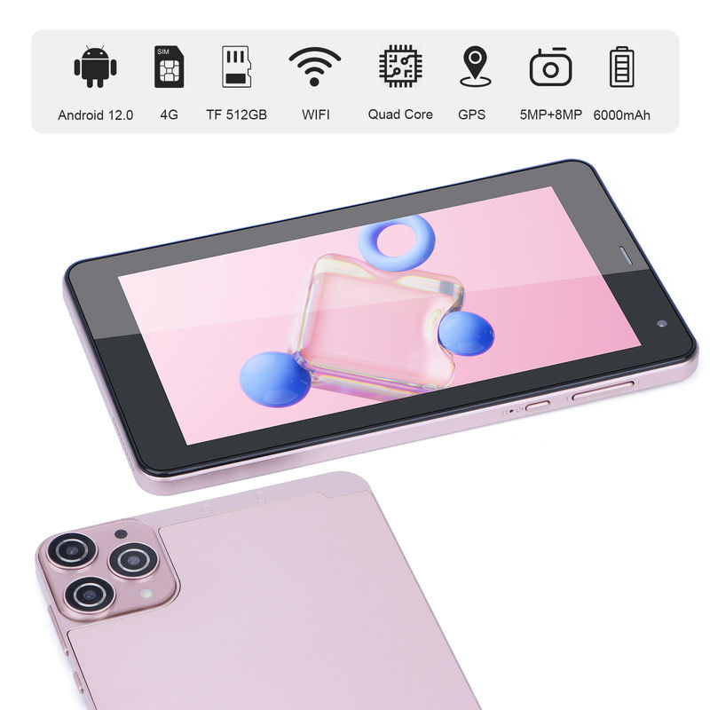 C idea 7 Inch Android Smart Tablets 6+128GB Quad Core WiFi Tablet HD Touch Screen dla nastolatków CM515 ((Różowy)