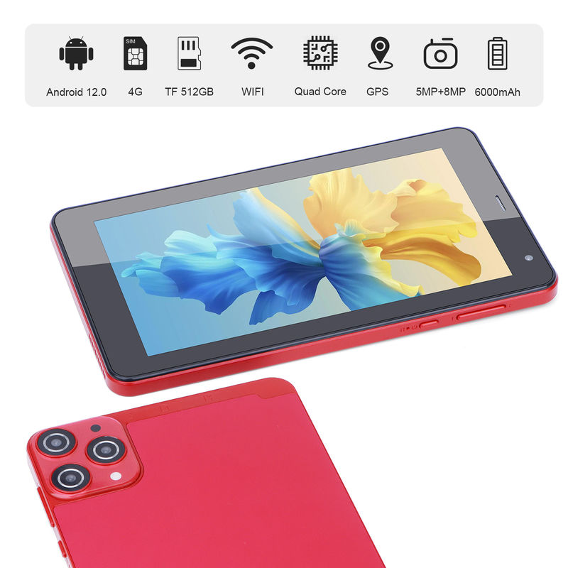 C Idea WiFi 5G Tablet 7 Inch Tablety 6+128GB Quad Core Touch Screen For Education CM515 ((czerwony))