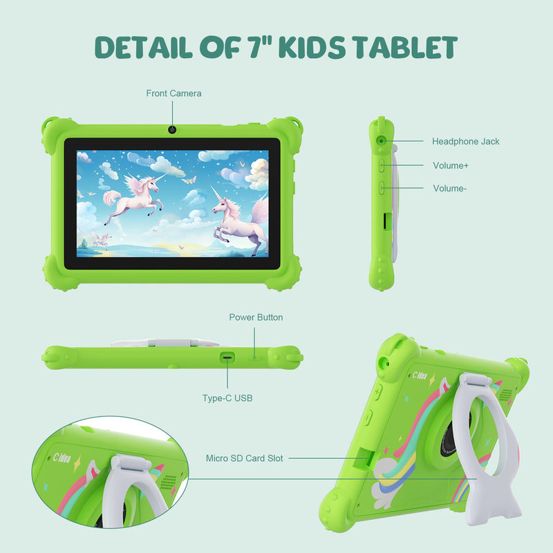 C idea Kids Tablet 2024 Edukacyjna zabawa z wyświetlaczem HD i obudową ochronną Tablet CM88