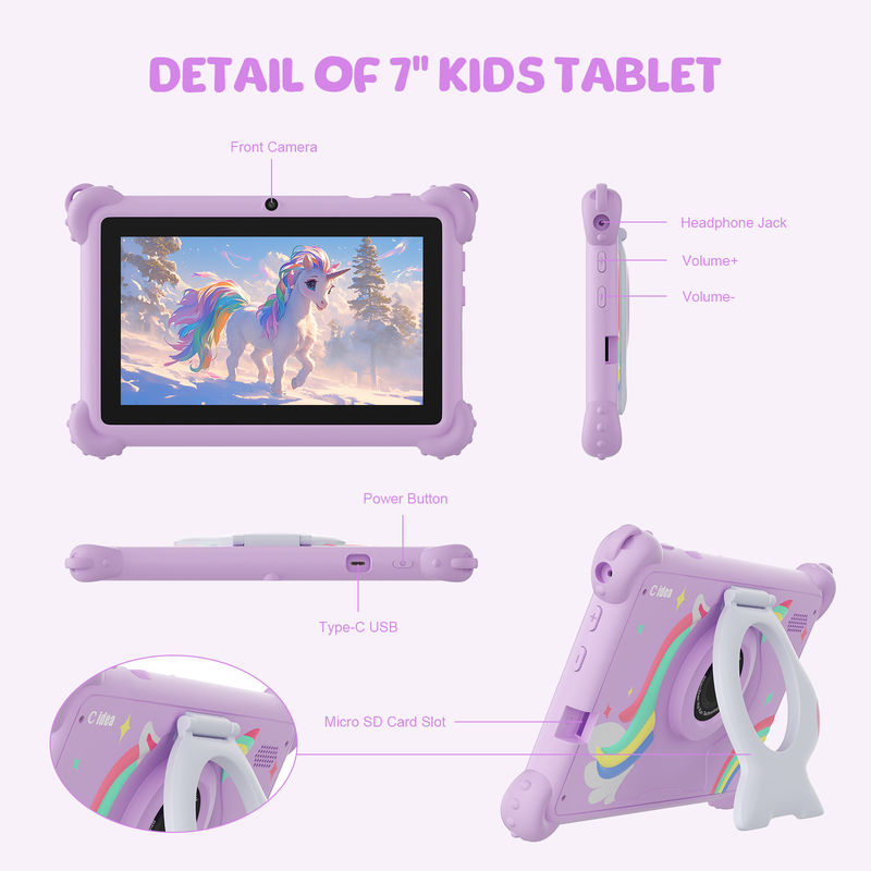 C idea 2024 Kids Tablet Ideal Gift z Androidem 12 aplikacjami edukacyjnymi i trwałym etui Tablet Kidspad CM88