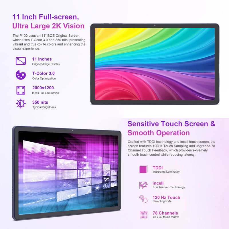 C idea Android 13 Dual Camera 5MP+13MP Z 1200*2000 2K Screen 11 Inch Tablet PC P100