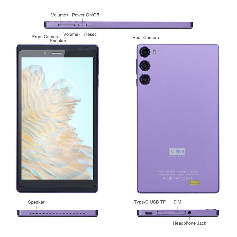 C Idea Portable 7 Inch Smart Tablet Pc With Sim 6GB 128GB Edukacja dla szkoły CM525 ((Purple)