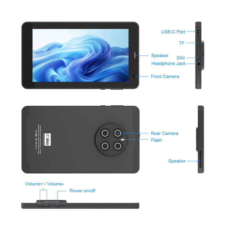 C Idea Android 13 Tablet 512 GB Z SIM 7 Inch Tablet PC Dla Studenta CM518 Pro Czarny