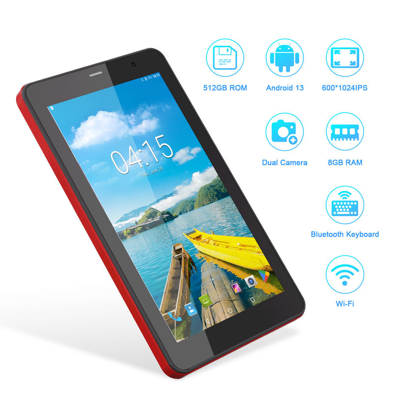 C Idea Android 13 Tablety z SIM Wi-Fi 7-calowy tablet z ekranem dotykowym dla studentów CM518 Pro Red