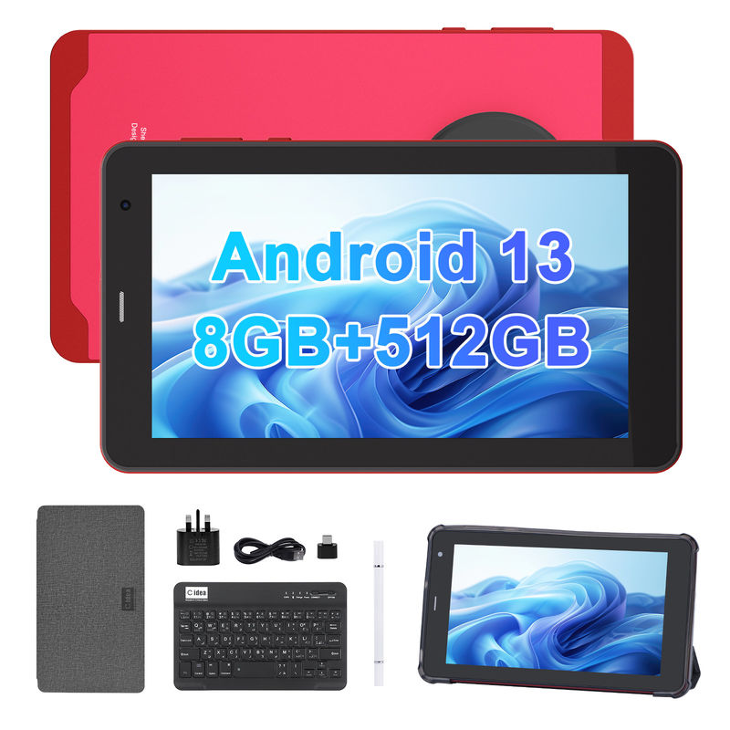 C Idea Android 13 Tablety z SIM Wi-Fi 7-calowy tablet z ekranem dotykowym dla studentów CM518 Pro Red