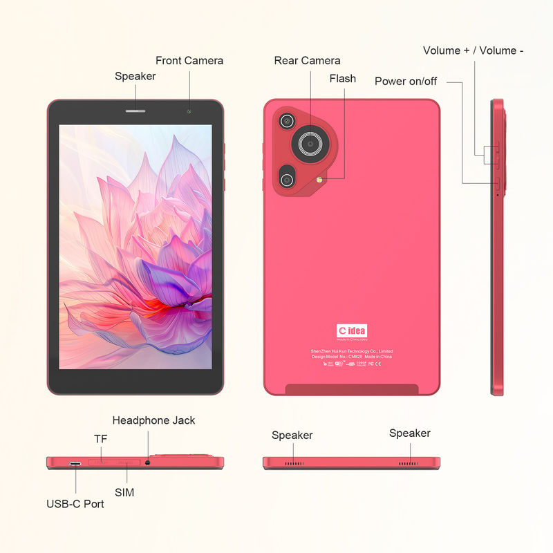 C Idea 5g Android Tablet 8+512gb 8 Inch Tablet dla studentów z SIM i Wi-Fi Cm828 Czerwony