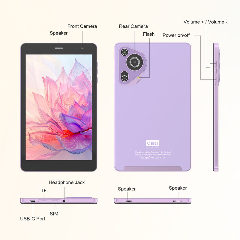 C Idea 8in Tablet Gra edukacyjna Tablet Android dla studentów z SIM i Wi-Fi CM828 Purple