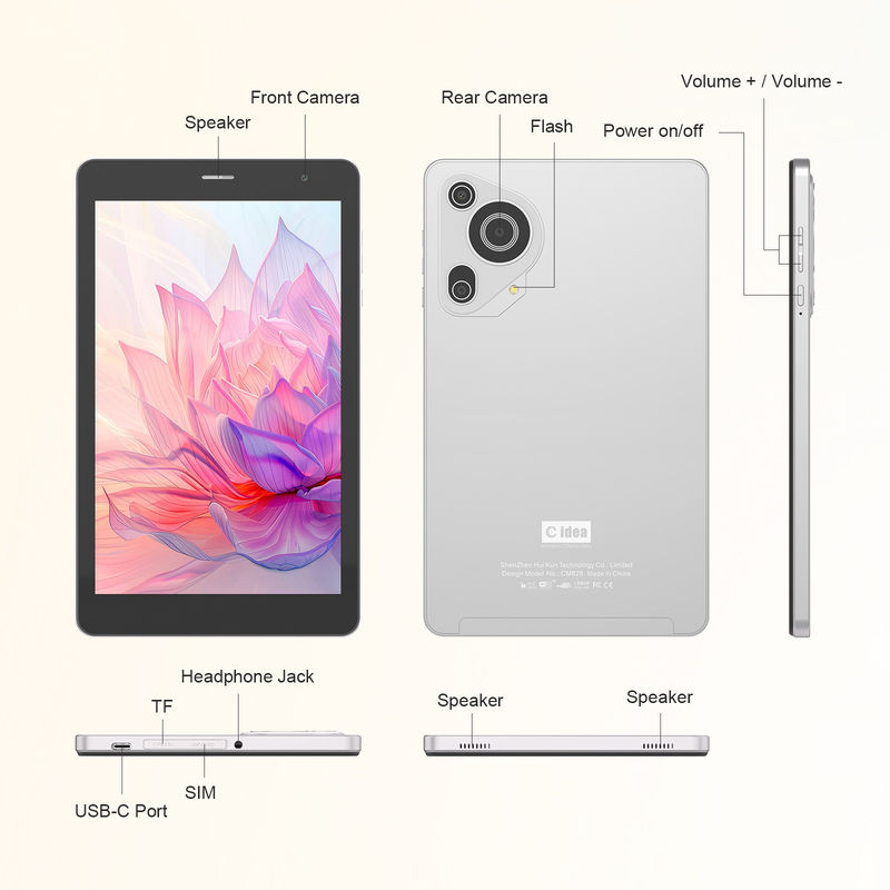 C Idea 8 Inch Tablety Dual Camera Touch Screen Smart Tablet Pc z połączeniami telefonicznymi CM828 Silver