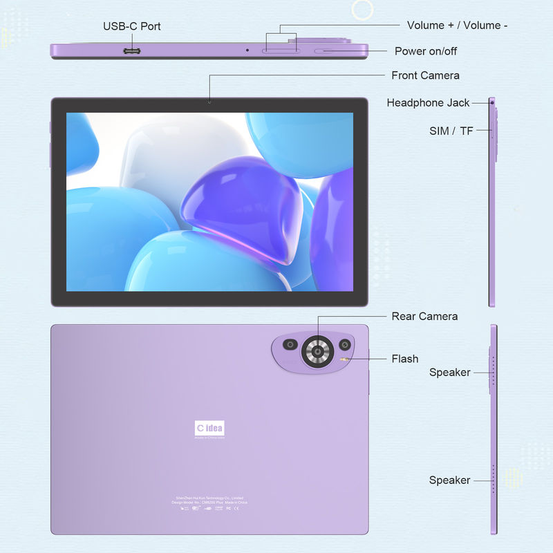 C Idea Android 14 Tab 512 GB Tablet edukacyjny dla studentów z klawiaturą Cm8200plus fioletowy