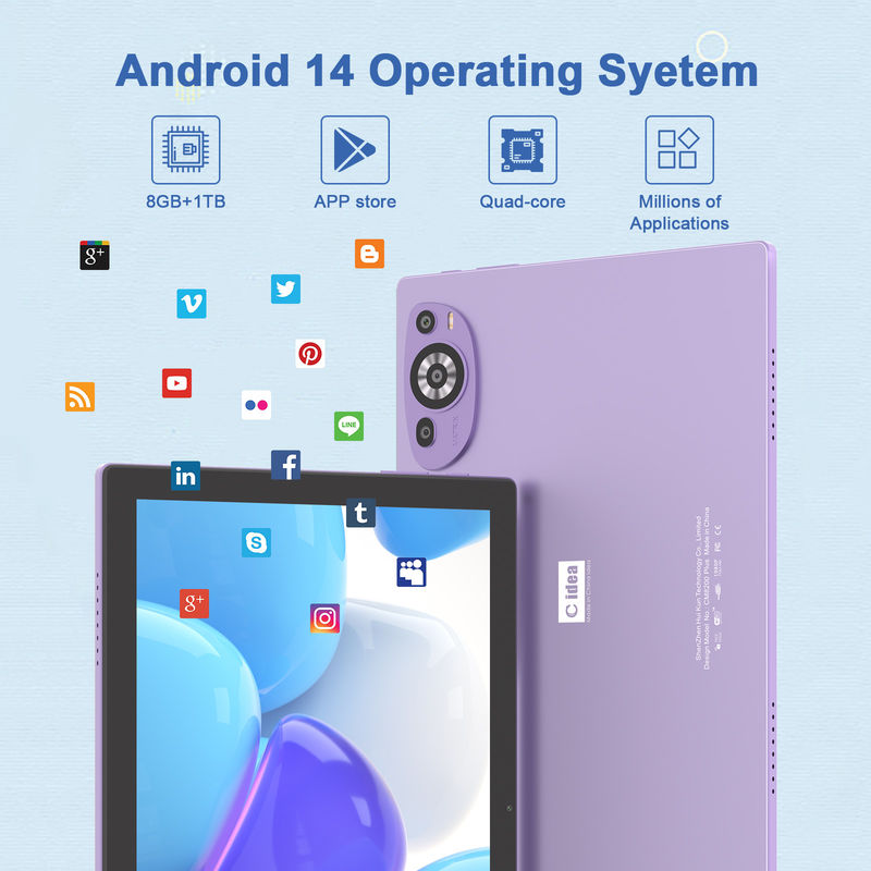 C Idea Android 14 Tab 512 GB Tablet edukacyjny dla studentów z klawiaturą Cm8200plus fioletowy