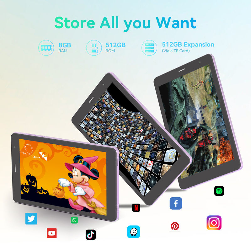 C Idea 8 cali 8+512gb 8000mah 5+8MP Podwójny aparat Android Tablet PC z SIM dla studentów CM828 Purple