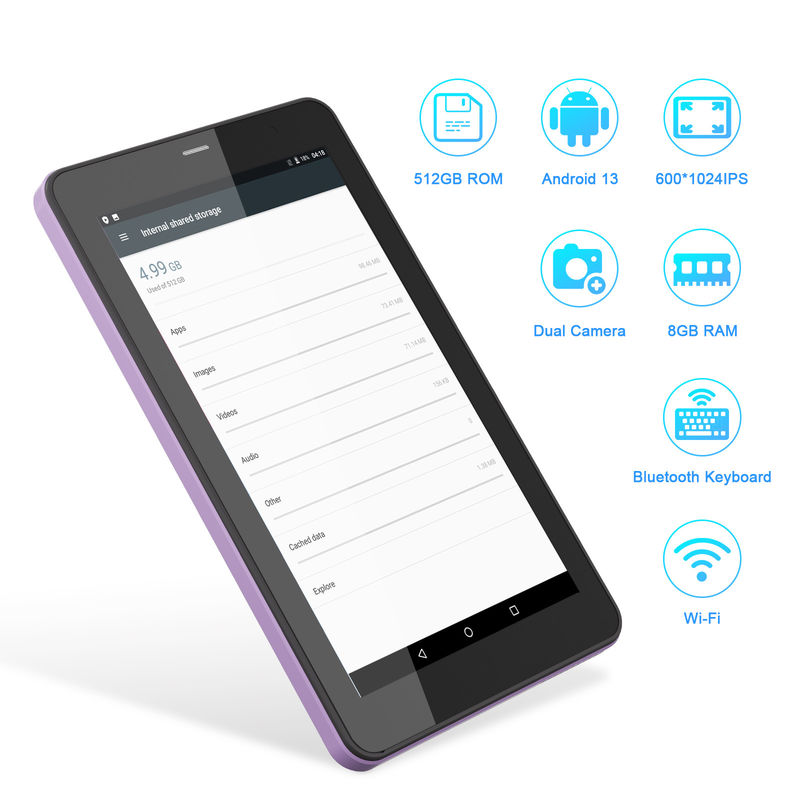 C Idea Android 13 Tablet edukacyjny, 8+512GB, przenośny 7-calowy tablet PC z obsługą SIM