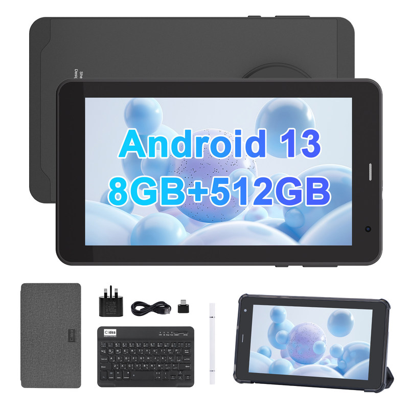 C Idea 7 Inch Tab, 8GB RAM, 512GB pamięci masowej, slot SIM, Android 13 Tablet PC dla uczniów