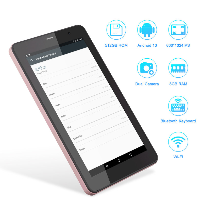 C Idea 7-calowy Android Tab, 8+512GB, Quad Core, Tablet Edukacyjny Idealny dla studentów  CM518pro Pink