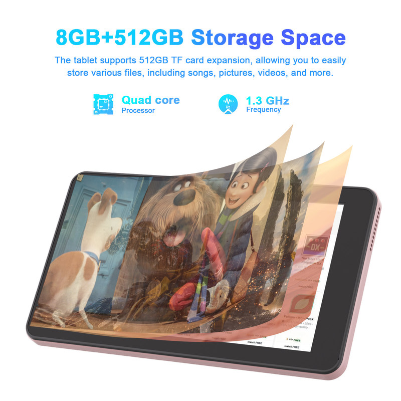 C Idea 7-calowy Android Tab, 8+512GB, Quad Core, Tablet Edukacyjny Idealny dla studentów  CM518pro Pink