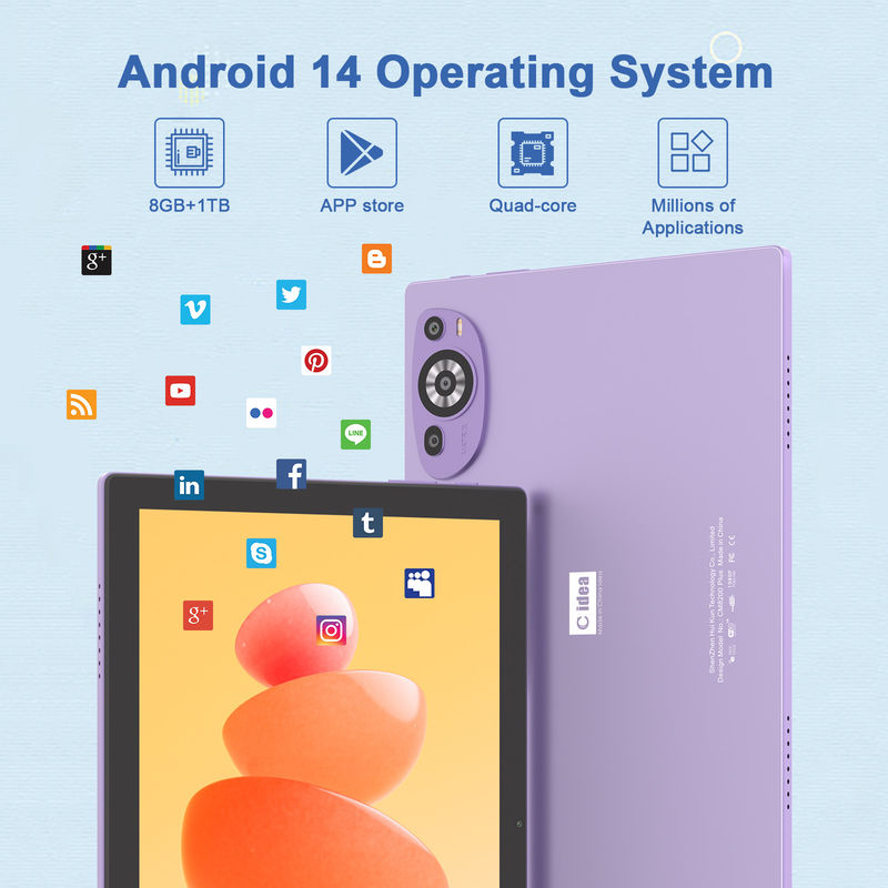 C Idea 10 cali Android 14 Tablet edukacyjny 512 GB dla studentów z obsługą SIM CM8200Plus Purple