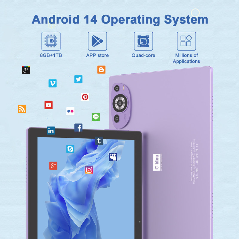 C Idea 10 cali 512 GB Android 14 Tablet edukacyjny dla studentów z SIM CM8200Plus Purple