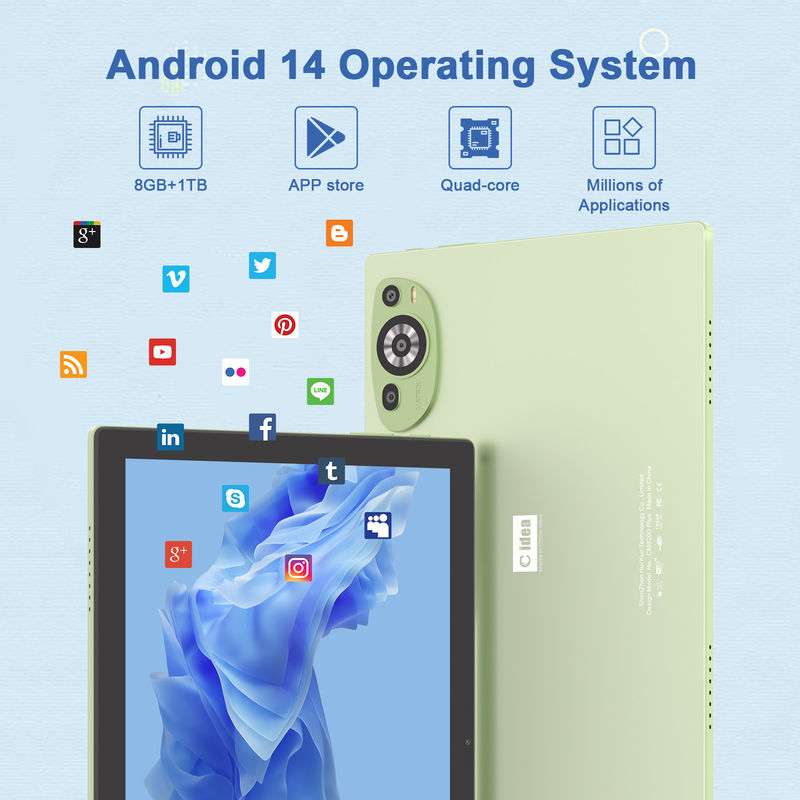 C Idea WIFI Android 14 Tablety z ekranem dotykowym z klawiaturą i myszą CM8200plus Green