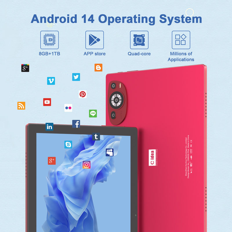 C Idea 10,1 cala Android 14 Smart Tablet Pc z podwójnym SIM i Pen CM8200Plus czerwony