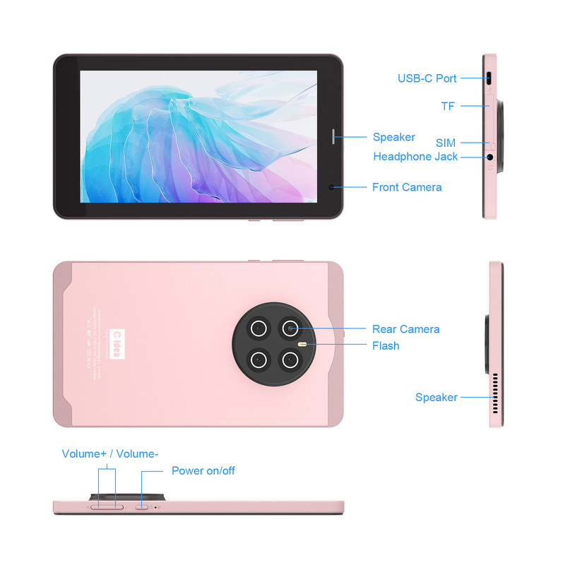 C Idea 7-calowe tablety z SIM Wi-Fi Tablet Android PC CM518 Pro Pink
