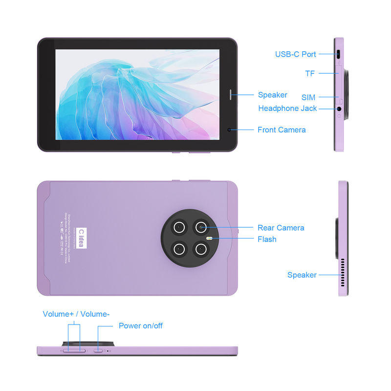C Idea Android 13 z 6000mAh 7 Inch Tablety Tablet edukacyjny PC CM518 Pro Purple