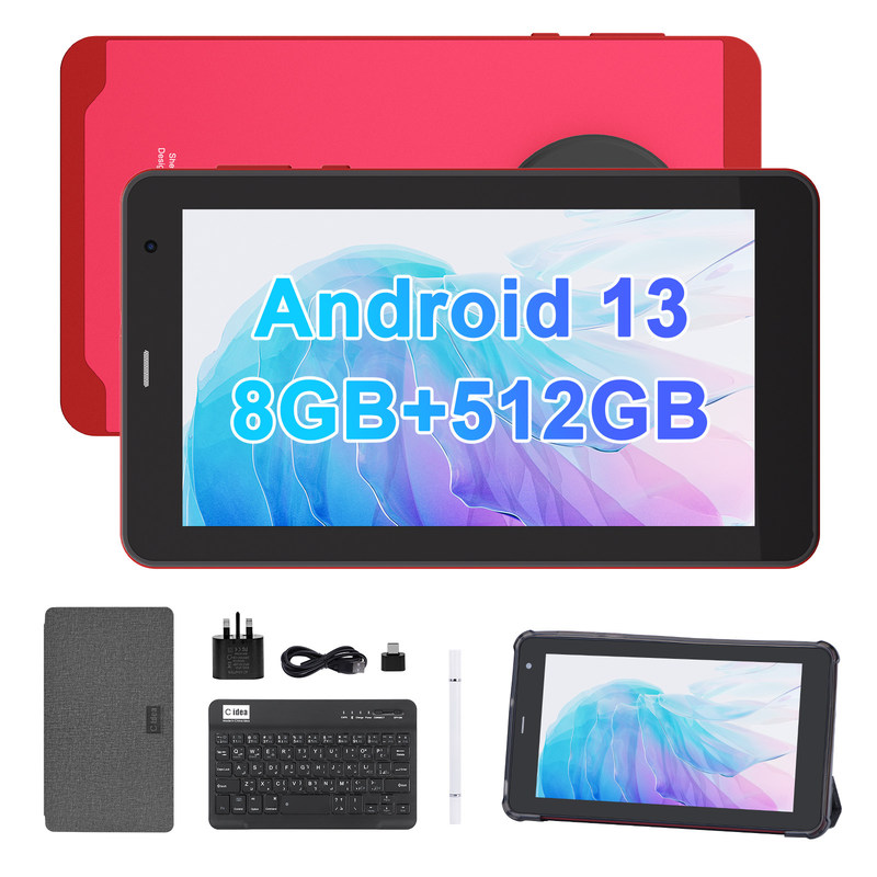 C Idea Android 13 Tablety z SIM Wi-Fi 7 cali Tablet z ekranem dotykowym CM518 Pro Red