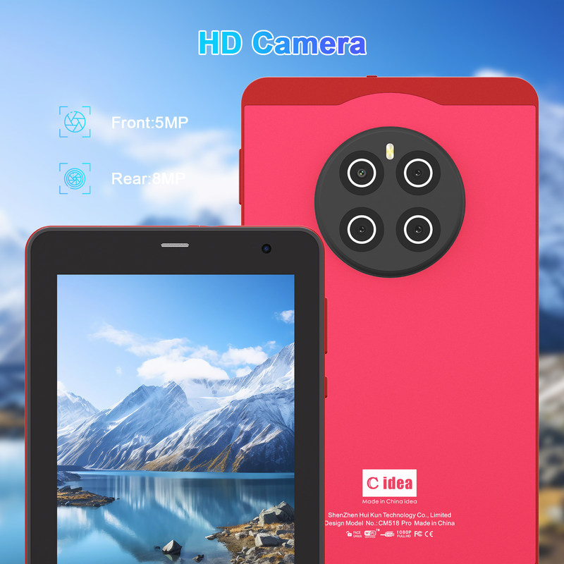 C Idea Android 13 Tablety z SIM Wi-Fi 7 cali Tablet z ekranem dotykowym CM518 Pro Red