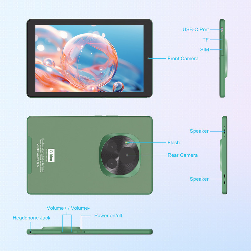 C Idea 5G Tablet Edukacyjny 800x1280 IPS Tablet z ekranem dotykowym Tablet z stylusem CM935 zielony