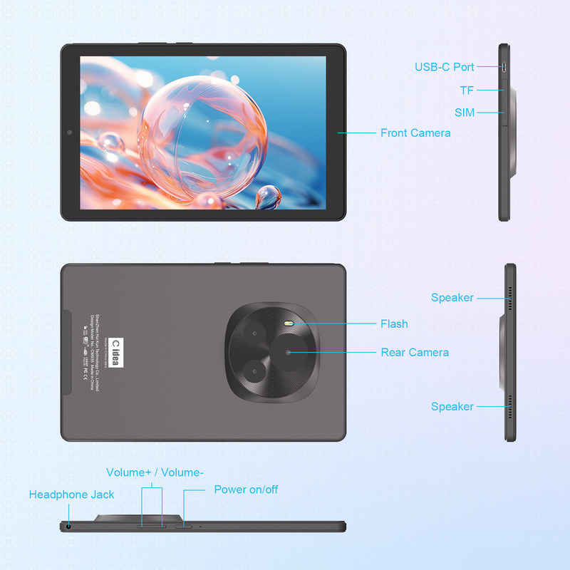 C Idea Android Tablet IPS Screen Smart Tablet PC z SIM Dla uczniów CM935 Czarny