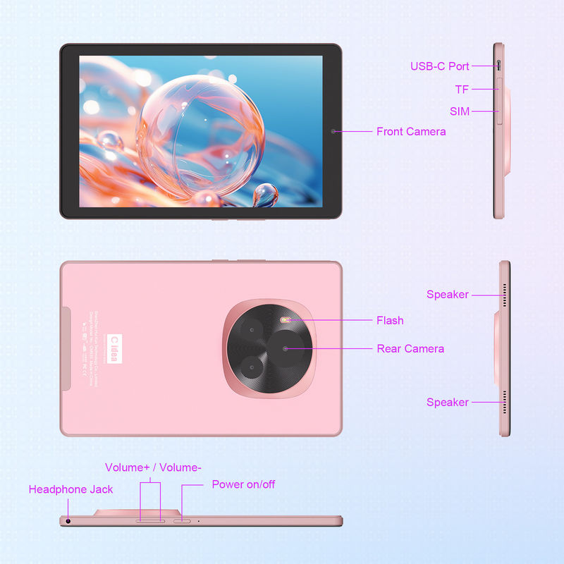 C Idea Android Tablet 5G SIM Wsparcie 9 Inch Tablet PC Z Case i Pen CM935 różowa