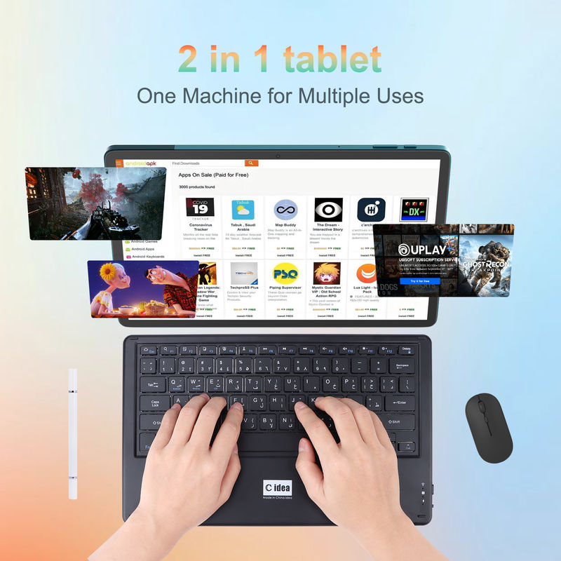 C Idea 14 Inch Tablet Duże przechowywanie Smart Tablet PC z klawiaturą CM14000 plus niebieski