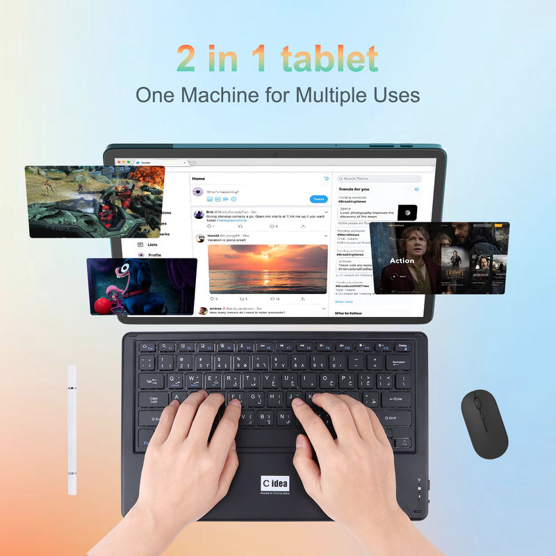 C Idea 14 Inch Tablet Duża bateria Smart Tablet PC z klawiaturą i myszą CM14000 plus niebieski