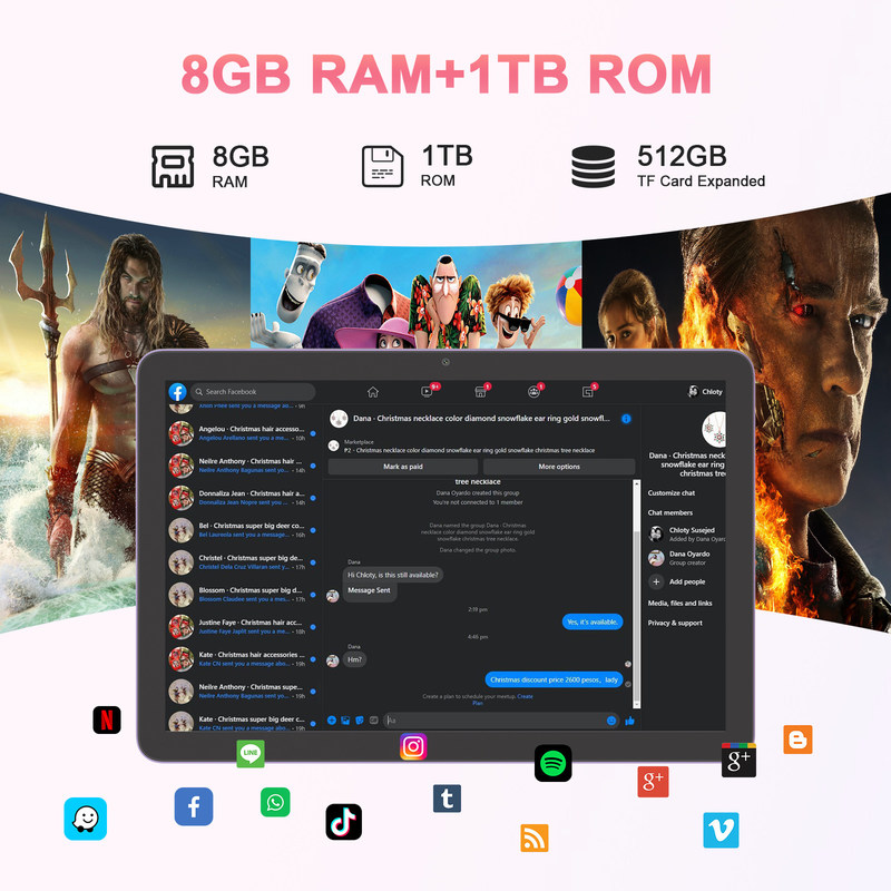 C Idea Tablet 5G z podwójnym aparatem 10 cali Tablet Pc For Education CM8300 Plus Purple