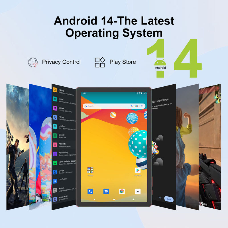 C Idea Android 14 Tablet Tablet edukacyjny z ekranem 2k dla uczniów z klawiaturą i myszą CM10500 Plus Red